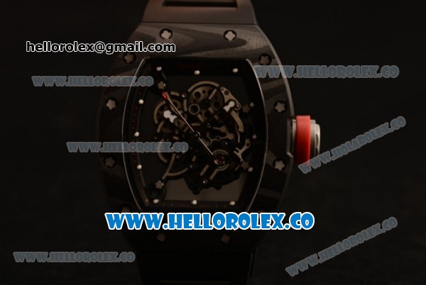 Richard Mille RM 055 Bubba Watson Miyota 9015 Automatic Carbon Fiber Case with Black Dial and Black Rubber Strap - Click Image to Close